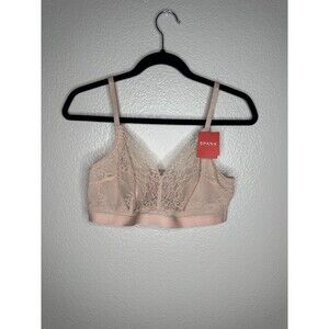 NEW Spanx Bralette Bra Womens XL Nude Lace Wireless Adjustable Straps Beige